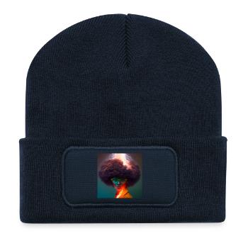 Portrait elektrik 06 - Beanie recyclé à patch - bleu marine - Devant