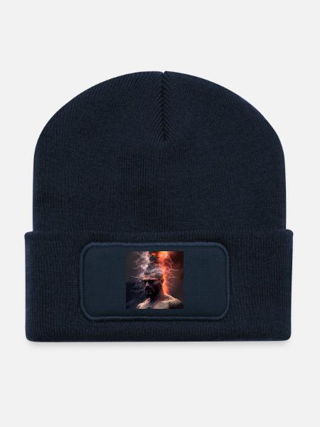 Portrait elektrik 11 -  Foudre Éruptive - Beanie recyclé à patch - bleu marine