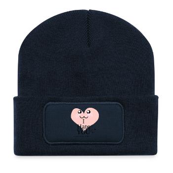 Cœur kawaii I Hate - Beanie recyclé à patch - bleu marine - Devant