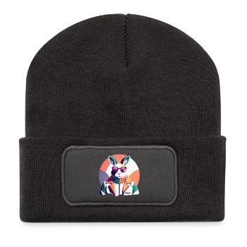 Bunny, lapin de Pâques - Beanie recyclé à patch - charbon - Devant