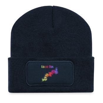 Color Run. Course sportive colorée. - Beanie recyclé à patch - bleu marine - Devant
