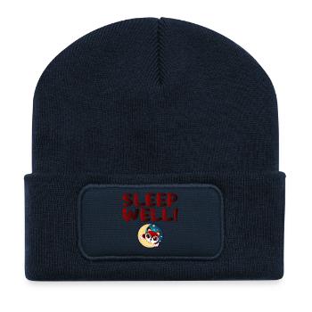 Schlafen Sie gut - Sleeping FOX at the Moon - Tier - Recycelte Patch Beanie - French Navy - Vorne