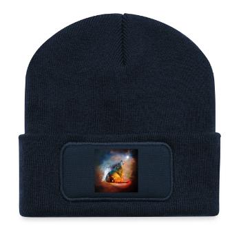 La majesté des loups avec le feu et l’eau - Beanie recyclé à patch - bleu marine - Devant