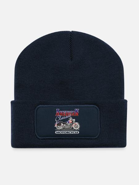 Classic American Motorcycle - Recycled Patch Beanie - french navy