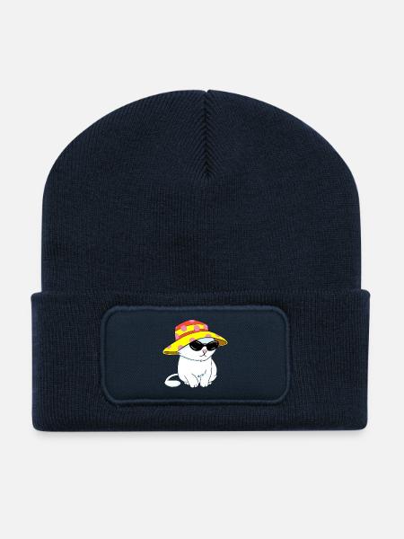 Beach-style kitten - Recycled Patch Beanie - french navy