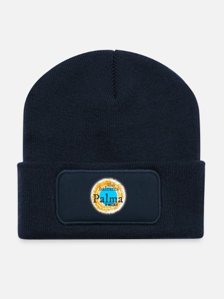 Balearen Insel Palmen Illustration - Palma - Recycelte Patch Beanie - French Navy
