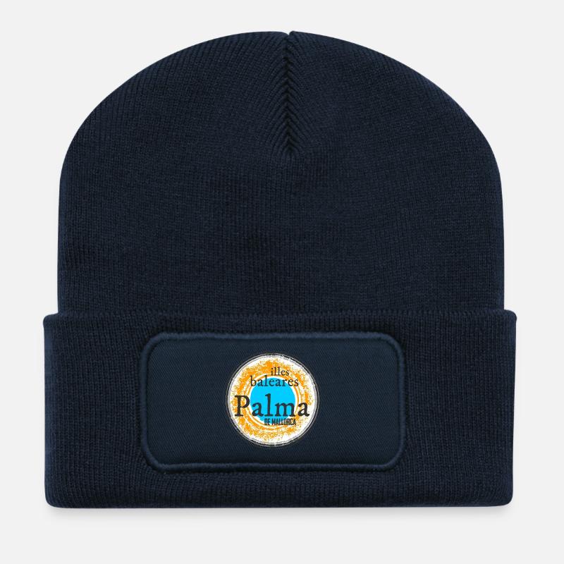 Balearen Insel Palmen Illustration - Palma  - Recycelte Patch Beanie - French Navy