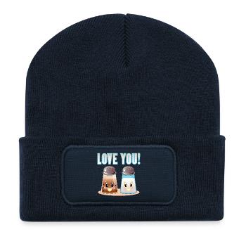 PEPPER SALT STREUER - LOVE YOU - LUSTIGES ZITAT - Recycelte Patch Beanie - French Navy - Vorne
