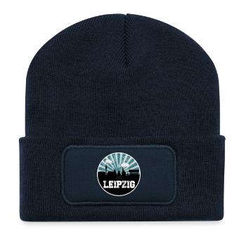 Leipzig Skyline Blue Hour - Recycelte Patch Beanie - French Navy - Vorne