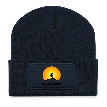 Wanderer Wandern Wanderung Bergwandern Spruch - Recycelte Patch Beanie - French Navy - Vorne