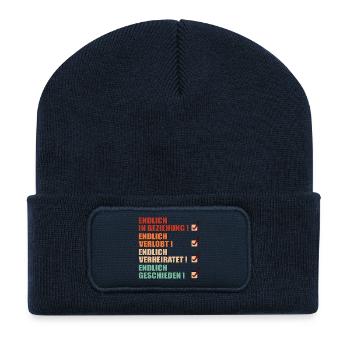 SCHEIDUNG - GESCHIEDEN - BEZIEHUNGSSTATUS SPRÜCHE - Recycelte Patch Beanie - French Navy - Vorne