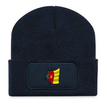Flagge von Kamerun - Kamerun - Flagge Broken Design - Recycelte Patch Beanie - French Navy - Vorne