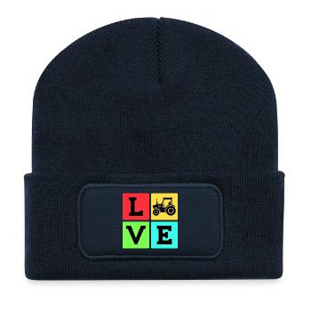 Kraftfahrzeug Traktor Spruch Landmaschinen - Recycelte Patch Beanie - French Navy - Vorne