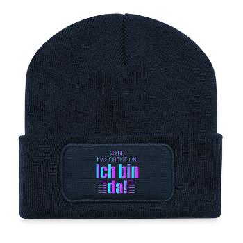 LUSTIGE SPRÜCHE - WINDMASCHINE - BIN DA Sprüche - Recycelte Patch Beanie - French Navy - Vorne