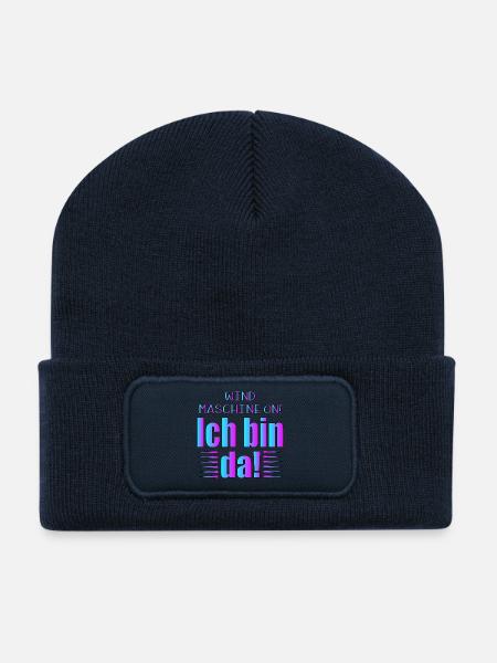 LUSTIGE SPRÜCHE - WINDMASCHINE - BIN DA Sprüche - Recycelte Patch Beanie - French Navy