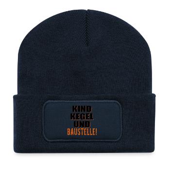 Baustelle Bauherr Kinder - Recycelte Patch Beanie - French Navy - Vorne