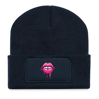 Lèvres - Beanie recyclé à patch - bleu marine - Devant
