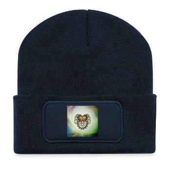 Wunderschönes Herz mit Totenköpfen - Recycelte Patch Beanie - French Navy - Vorne