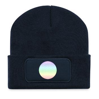 Blume des Lebens Pastell - 5. Dimension - Mandala - Recycelte Patch Beanie - French Navy - Vorne