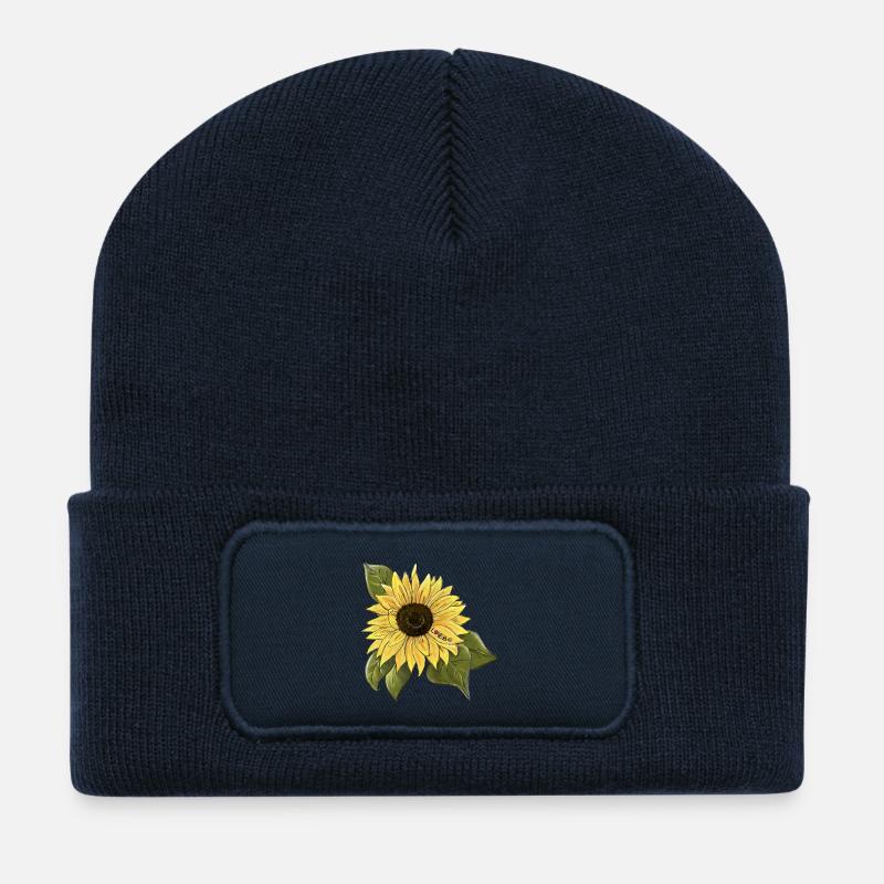 Tournesol 🌻 - Beanie recyclé à patch - bleu marine