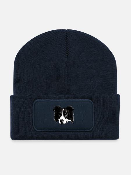 Border Collie Chien de berger irlandais - Beanie recyclé à patch - bleu marine