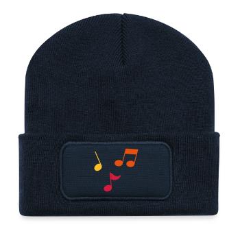 Musiknoten – 3 Farben - Recycelte Patch Beanie - French Navy - Vorne
