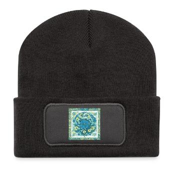 Blumen - Recycelte Patch Beanie - Dunkelgrau - Vorne