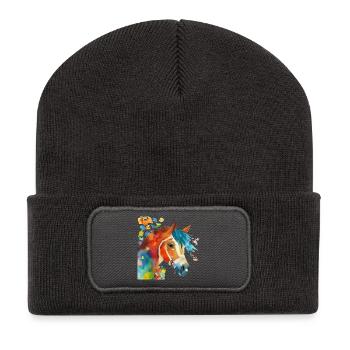 Le bonheur du cheval - Beanie recyclé à patch - charbon - Devant