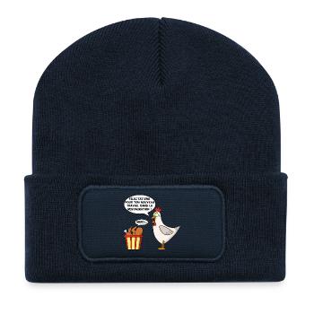 Un nouveau travail - Beanie recyclé à patch - bleu marine - Devant