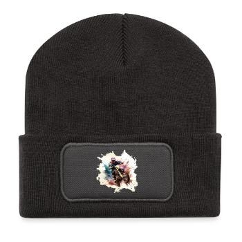Motocross Action bunt - Recycelte Patch Beanie - Dunkelgrau - Vorne