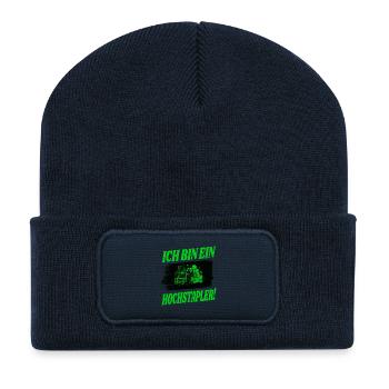Gabelstapler Design - Recycelte Patch Beanie - French Navy - Vorne