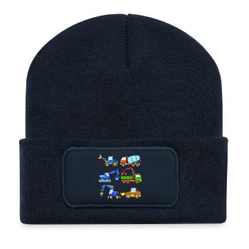 Baustelle Fahrzeuge Fahrzeug - Recycelte Patch Beanie - French Navy - Vorne