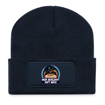 MEIN SEGELBOOT RUFT MICH FAULTIERE SEGELN - Recycelte Patch Beanie - French Navy - Vorne