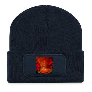 Cute fairy with tree and hearts. - Recycled Patch Beanie - french navy - Front