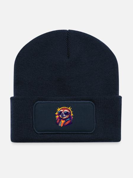 Retro-Faultier - Recycelte Patch Beanie - French Navy