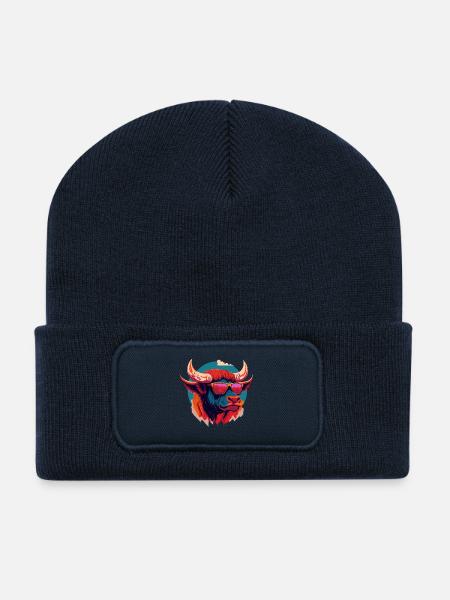 Waldbrand-Bison - Recycelte Patch Beanie - French Navy