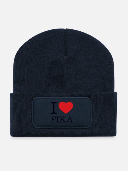 I LOVE FIKA Schweden Sweden Sverige - Recycelte Patch Beanie - French Navy