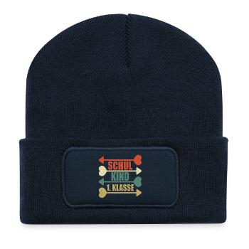 SCHULKIND 1. KLASSE - Recycelte Patch Beanie - French Navy - Vorne