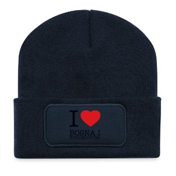 I LOVE BOSNA I HERCEGOVINA Bosnien und Herzegowina - Recycelte Patch Beanie - French Navy - Vorne