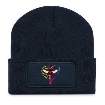 stylized bee in colorful look and bee heart - Recycled Patch Beanie - french navy - Front