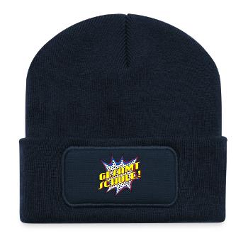 SCHRIFTZUG GESAMTSCHULE POPART - Recycelte Patch Beanie - French Navy - Vorne