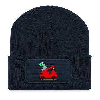 SCHULKIND EINSCHULUNG FEUERWEHRAUTO MAUS - Recycelte Patch Beanie - French Navy - Vorne