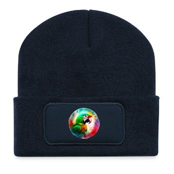 Colored macaw parrot - Recycled Patch Beanie - french navy - Front