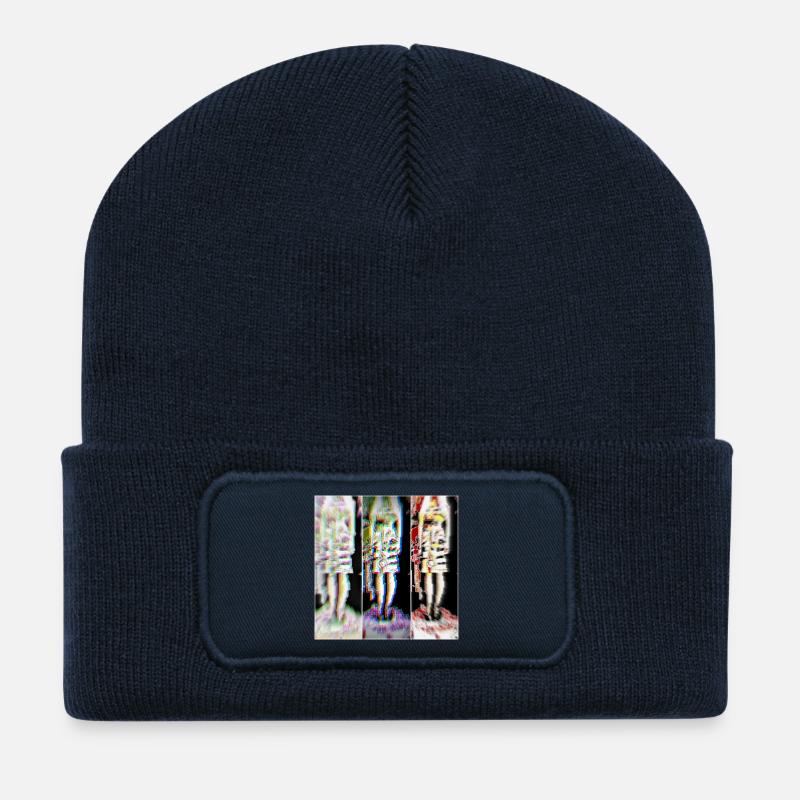 Digitale Pixelkunst woman - Recycelte Patch Beanie - French Navy