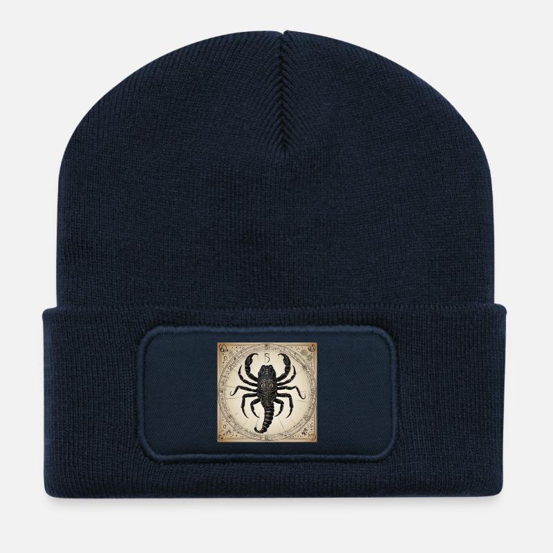 Zodiaque Scorpion - Beanie recyclé à patch - bleu marine