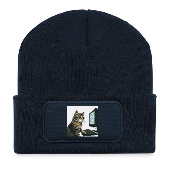 Pixelhackercat - Recycelte Patch Beanie - French Navy - Vorne