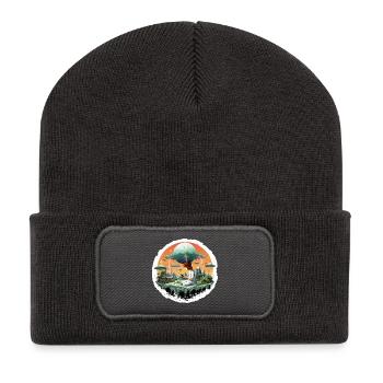 Meditation on Alien Planet Sci Fi Shirt - Recycled Patch Beanie - dark grey - Front