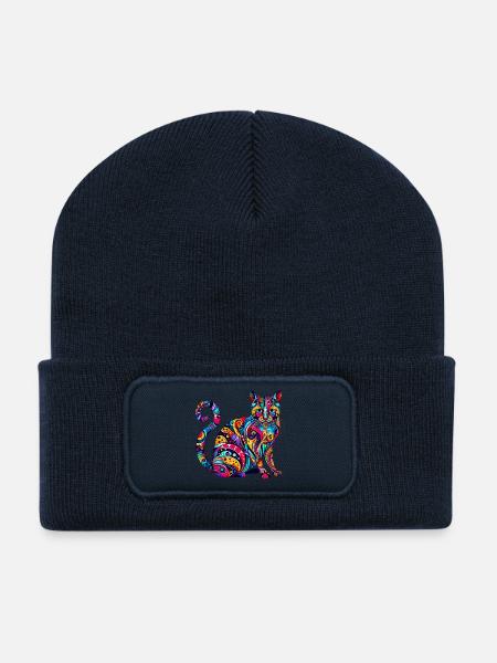 Katze - Recycelte Patch Beanie - French Navy