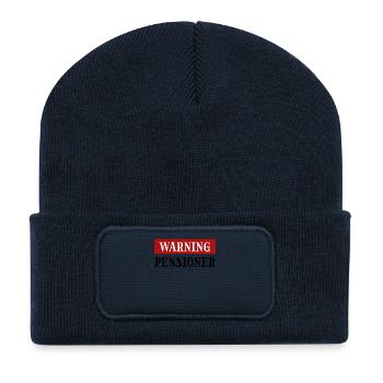 Pensionist Ruhestand Statement Senior Abschied - Recycelte Patch Beanie - French Navy - Vorne