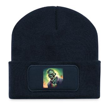 Zombie Halloween Edition 2023! Flux d’impression. - Beanie recyclé à patch - bleu marine - Devant